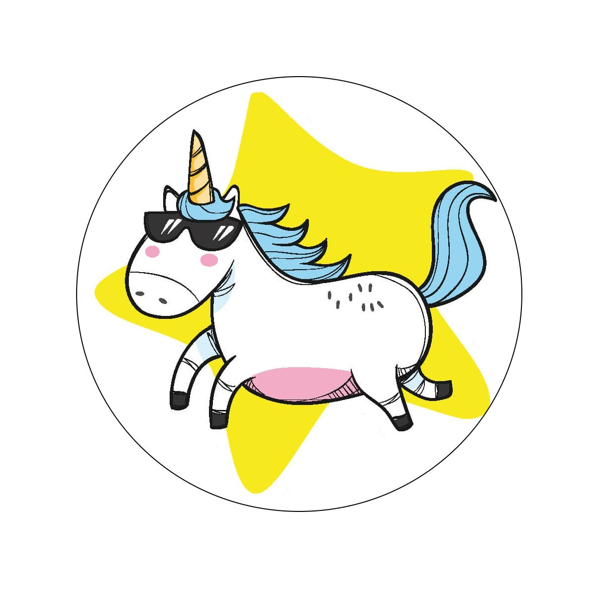 Adesivo unicorno per motivi infantili 3 cm