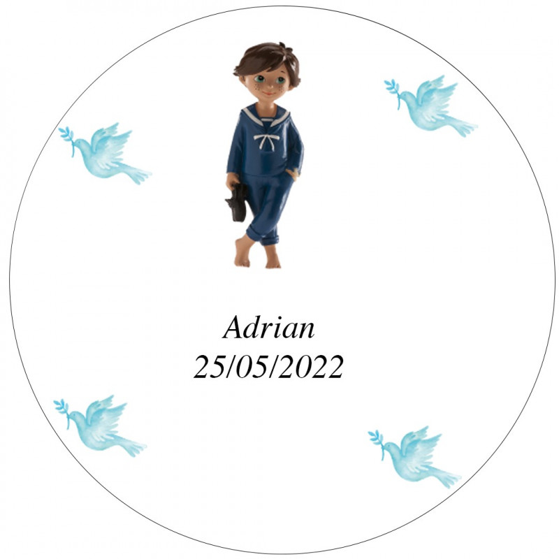 Adesivo personalizzato per comunione di bambino 3cm