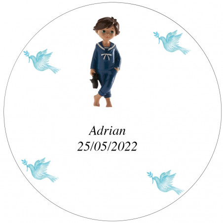Adesivo personalizzato per comunione di bambino 3cm