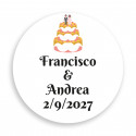 Adesivo 3cm matrimonio personalizzato con design di torta nuziale