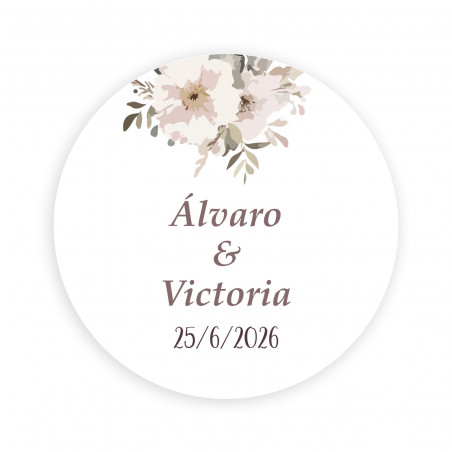 Adesivo personalizzato per matrimoni battesimi comunioni e compleanni 3 cm fondo bianco