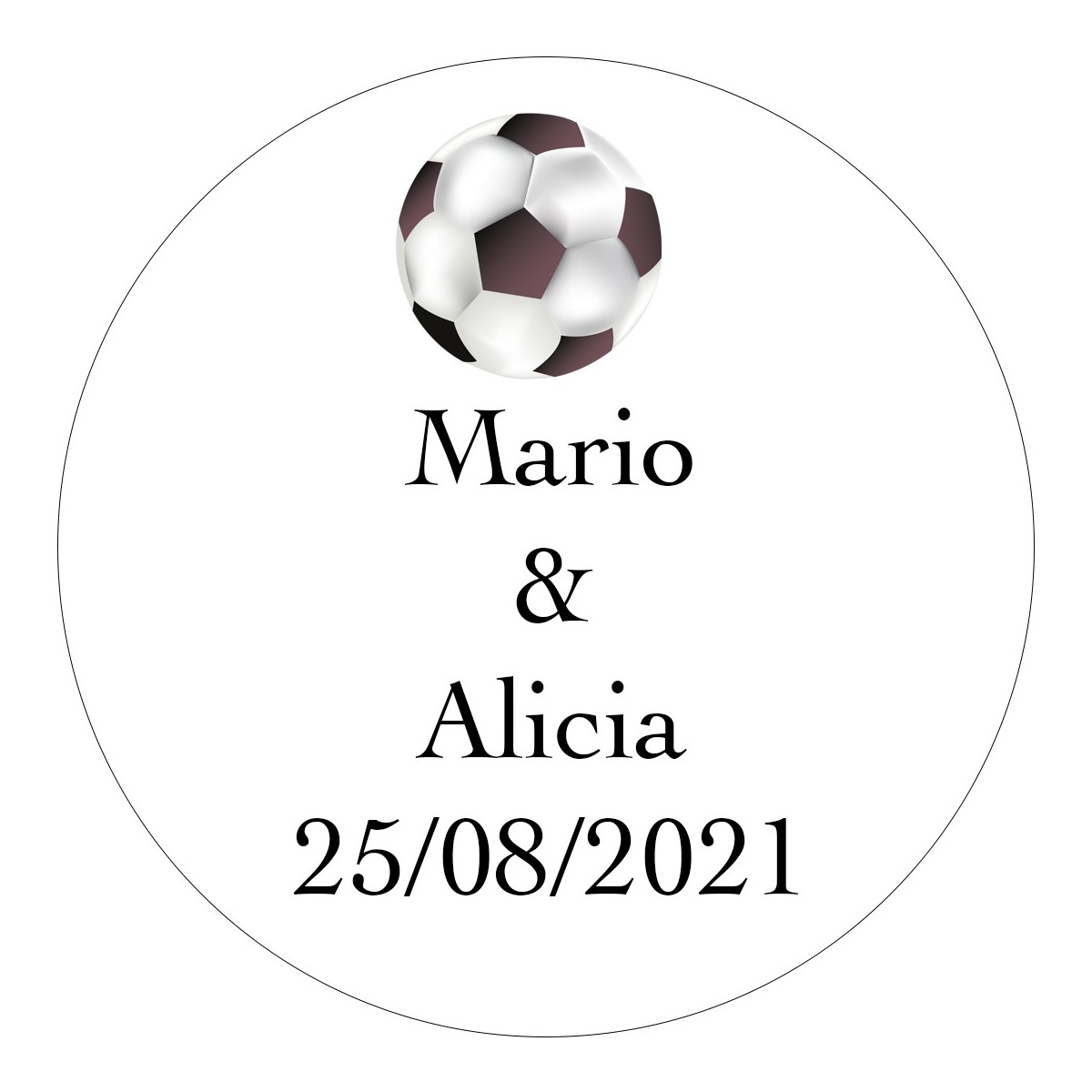 Adesivo personalizzato matrimonio calcio 3cm
