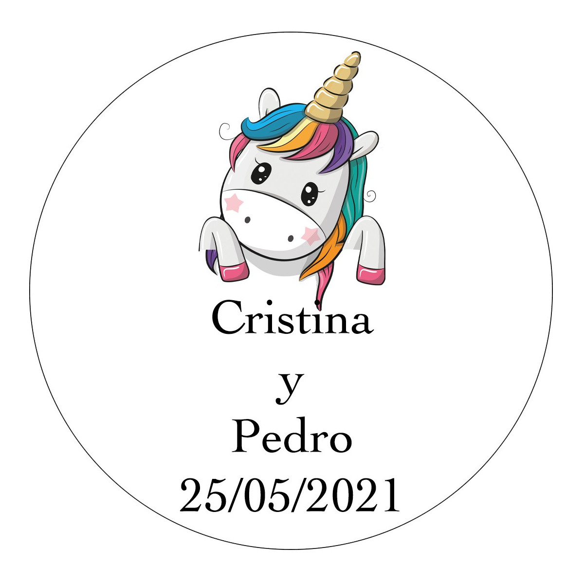 Adesivo 3cm unicorno per matrimonio