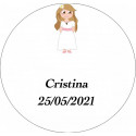 Adesivo comunione 3cm bambina personalizzato