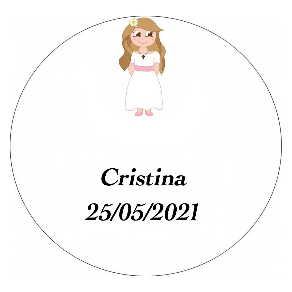 Adesivo comunione 3cm bambina personalizzato
