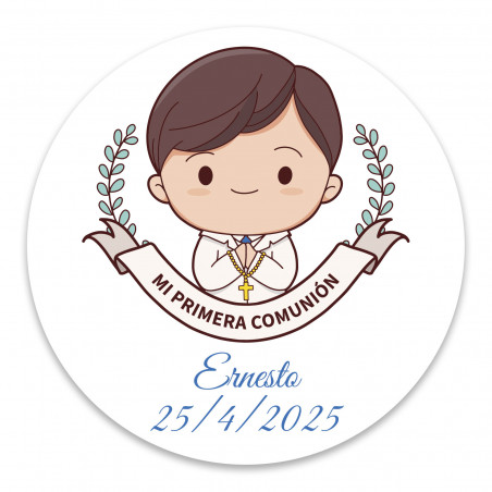 Adesivo prima comunione bambino personalizzato 5cm trasparente