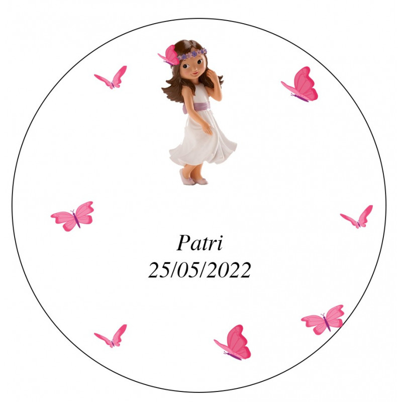 Adesivo 5cm comunione bambina personalizzato con fondo trasparente
