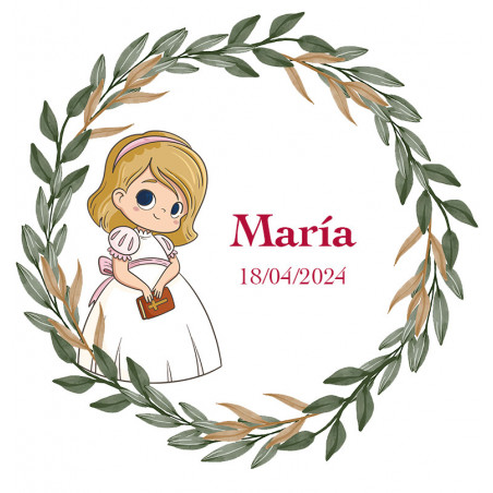 Etichetta adesiva 5cm trasparente comunione bambina personalizzate