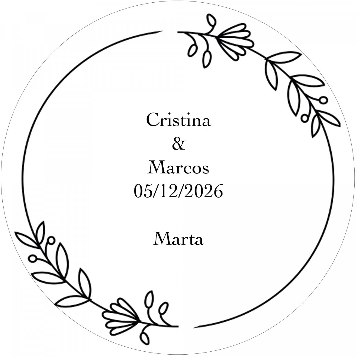 Adesivo personalizzato elegante con design floreale trasparente di 5 cm
