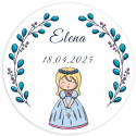 Etichetta adesiva comunione bambina personalizzata 5cm trasparente