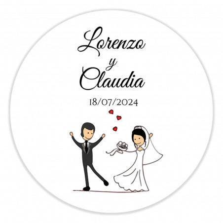 Etichetta adesiva matrimonio personalizzata con fondo trasparente 5 cm