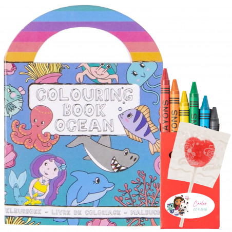Libro da colorare con adesivi e pastelli colorati personalizzato con adesivo gabby gatto