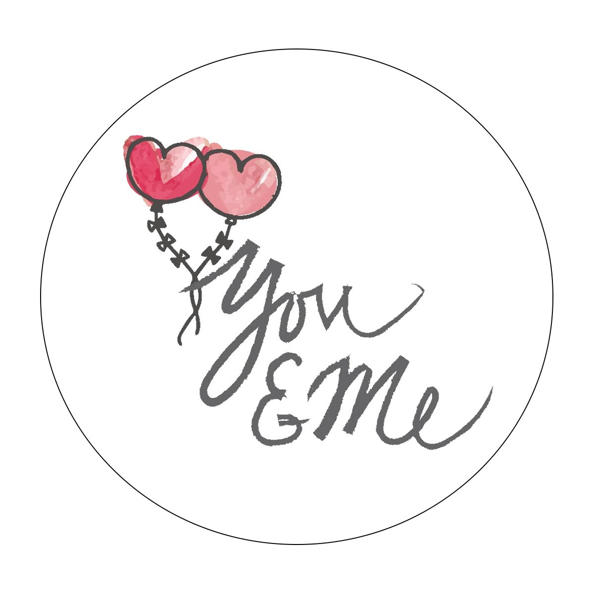 Etichetta adesiva 5cm fondo trasparente you & me