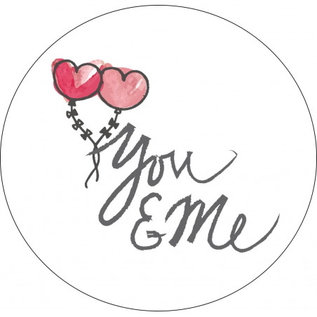 Etichetta adesiva 5cm fondo trasparente you & me