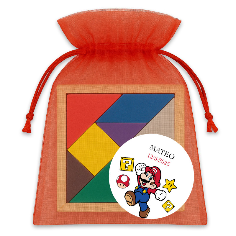 Gioco tangram con borsa personalizzata di super mario