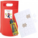 Puzzle da colorare con borsa e adesivo super mario per dettagli di compleanno
