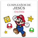 Puzzle da colorare con borsa e adesivo super mario per dettagli di compleanno