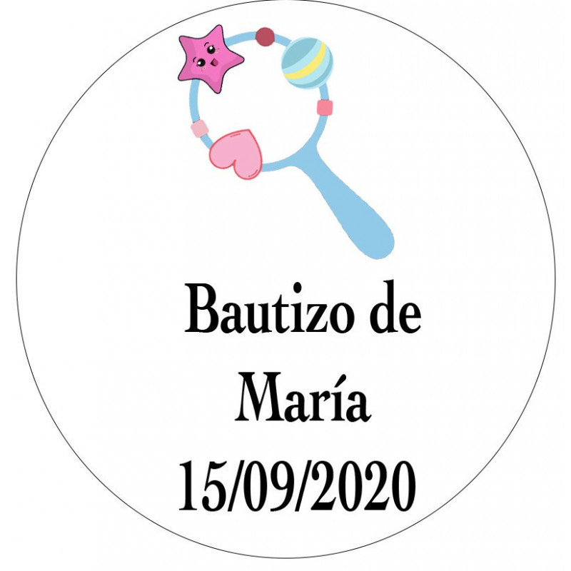 Adesivo per battesimo con design tenero e sfondo bianco 5cm