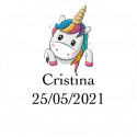 Etichetta adesiva personalizzata unicorno 5cm