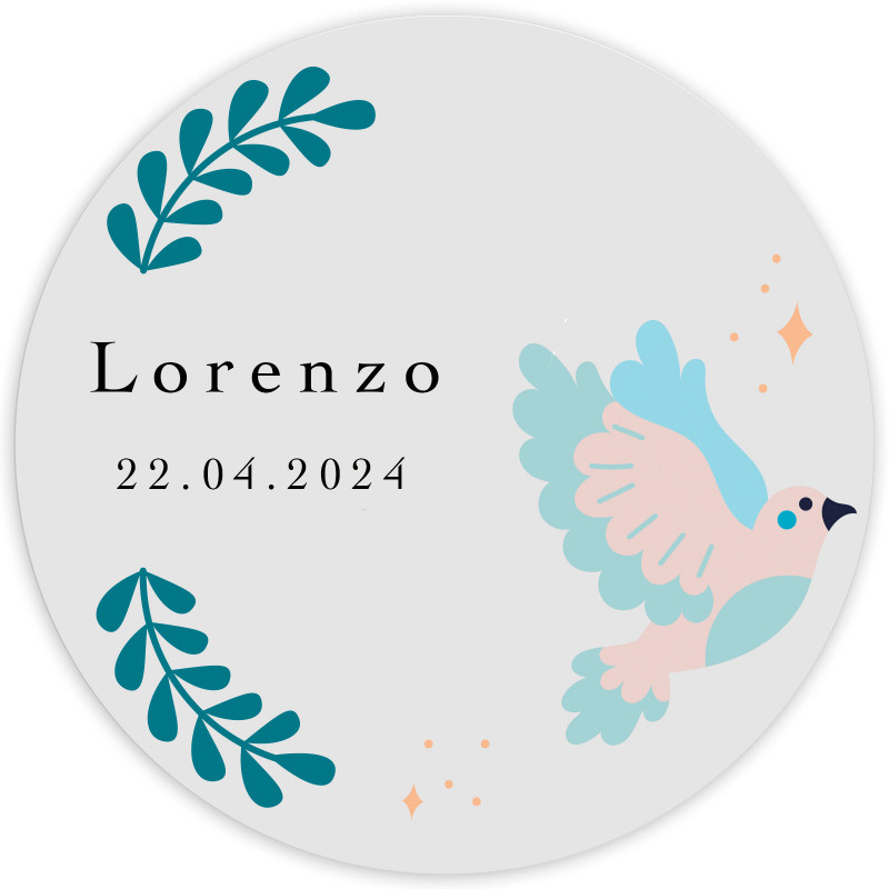 Adesivo per comunione e battesimo personalizzati 5cm trasparente