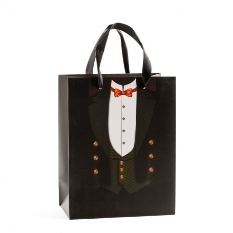 ZEONHAK 50 Sacchetti Regalo Di Carta Blu Con Manici - 15x8x21 Cm - Per Feste, Matrimoni, Bomboniere E Regali Fai Da Te