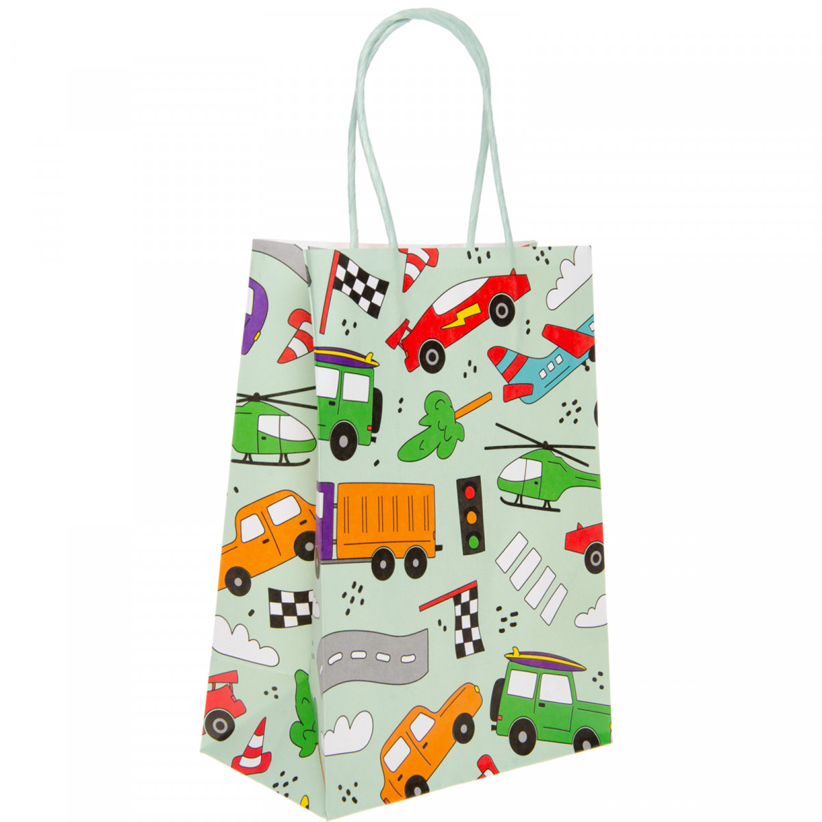 Borsa di Carta con Veicoli da Corsa