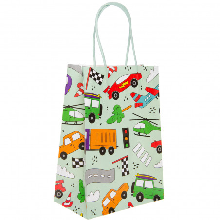Borsa di Carta con Veicoli da Corsa
