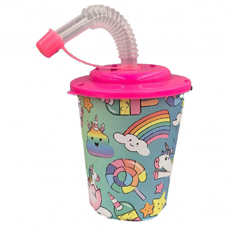 Dettagli Unicorno Bicchiere con Coperchio e Cannuccia