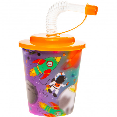 Regali Bambini Utile Bicchiere Riutilizzabile Spaziale con Coperchio e Cannuccia