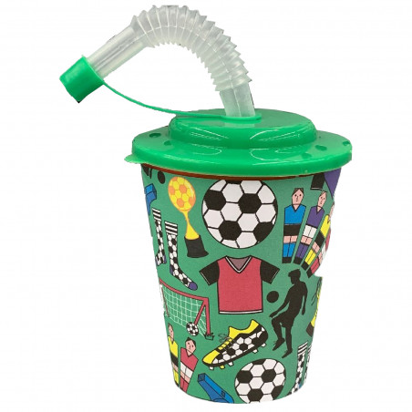 Dettagli Calcio Bicchiere Riutilizzabile con Cannuccia