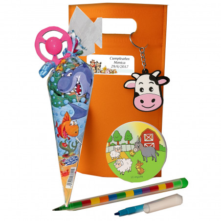 Borsa con Regali Infantili e Cono di Caramelle con Adesivo Disney