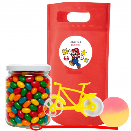 Borsa Personalizzata Mario Bros con Giocattoli e Barattolo di Caramelle