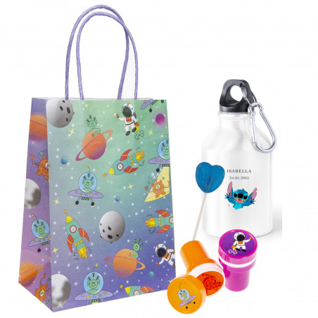 Dettagli Stitch Bidone Personalizzato in Borsa con Giocattolo e Lecca-Lecca
