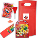 Dettagli auto bambini personalizzati borsa con caramelle e set di cancelleria