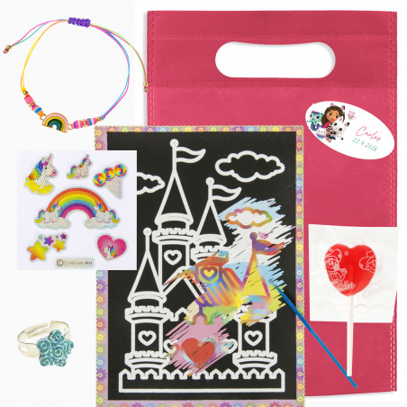 Gabby gato borsa piñata bambina con regali e lecca lecca cuore rosso
