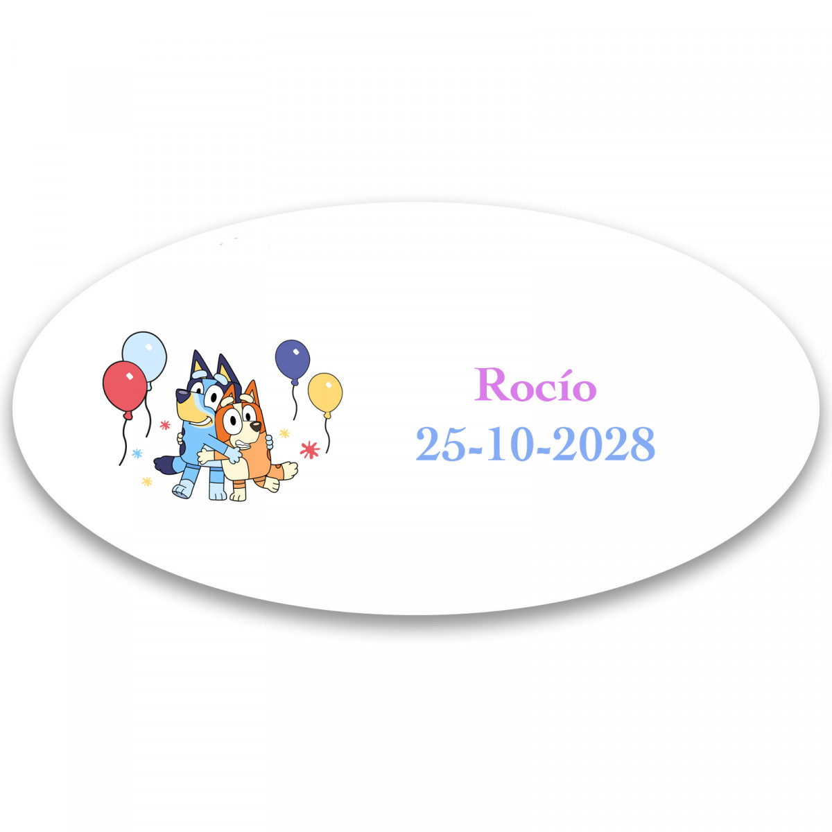 Bluey e bingo adesivo personalizzato 4 5x4 2cm