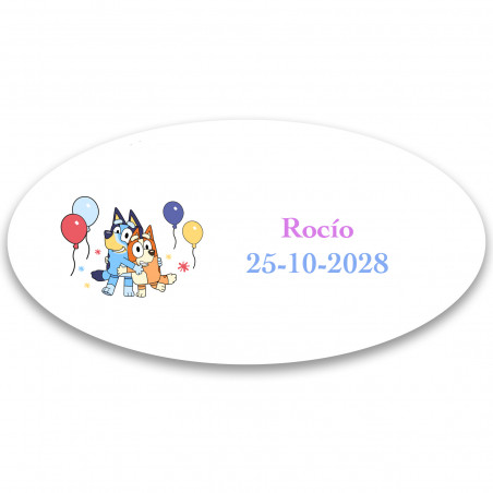 Bluey e bingo adesivo personalizzato 4 5x4 2cm