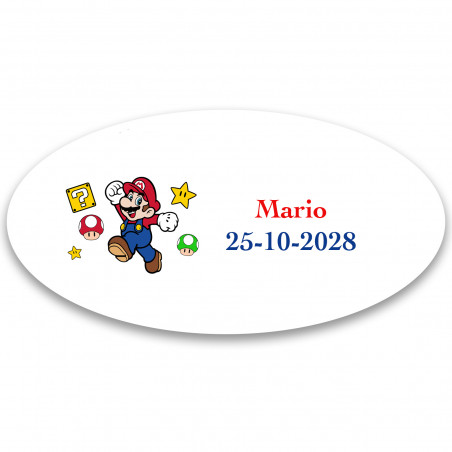 Mario bros adesivo personalizzato 4 5x2 2cm forma ovale
