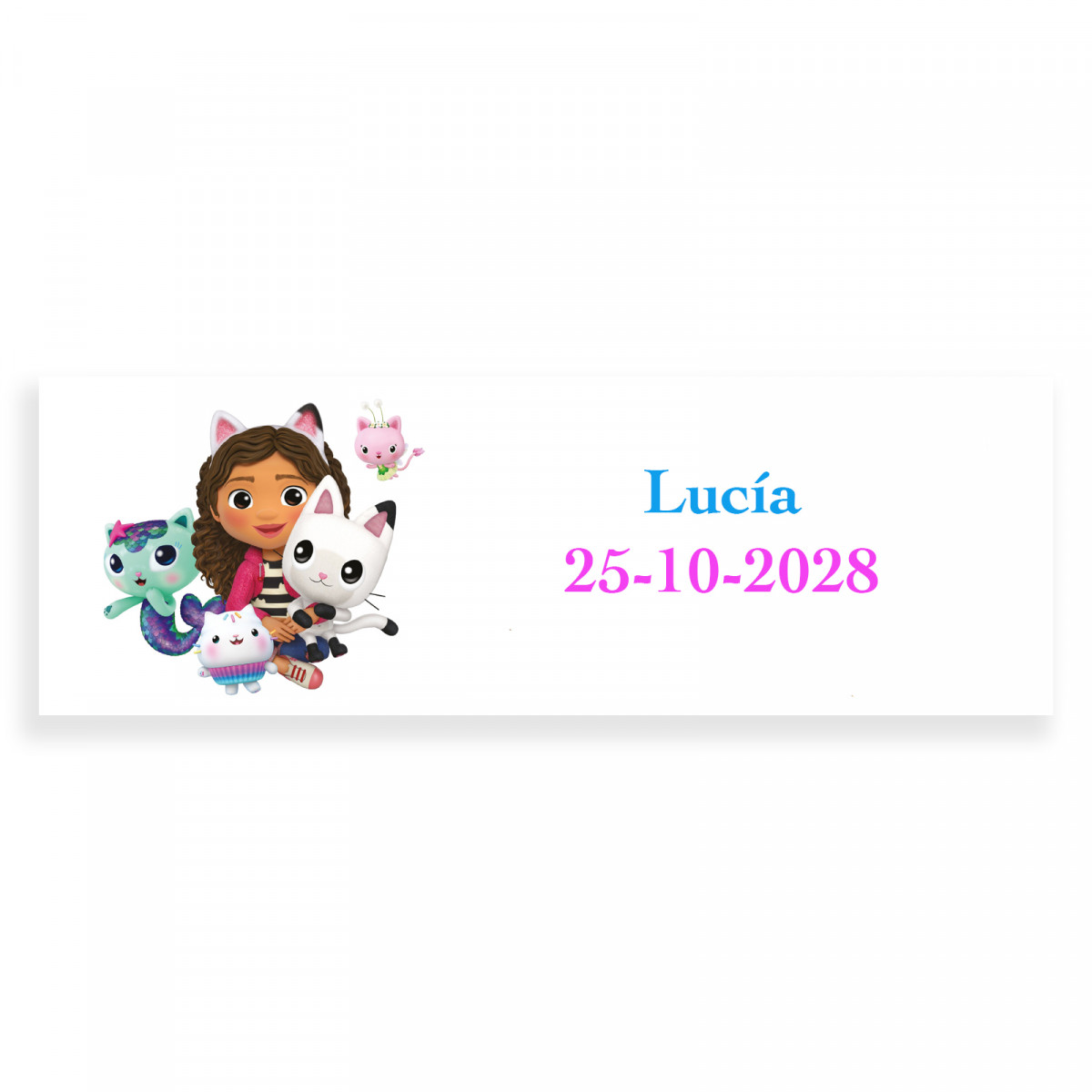 Gabby gato etichetta adesiva 6x2cm per personalizzare