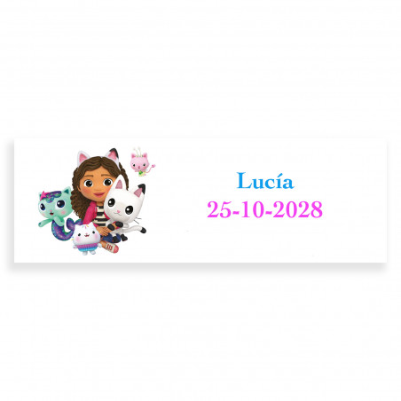 Gabby gato etichetta adesiva 6x2cm per personalizzare
