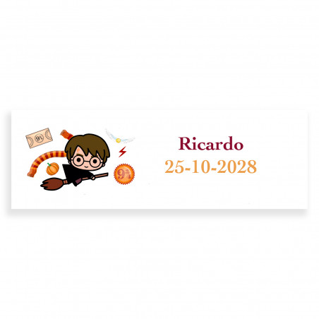 Harry potter adesivo personalizzato 6x2cm fond bianco