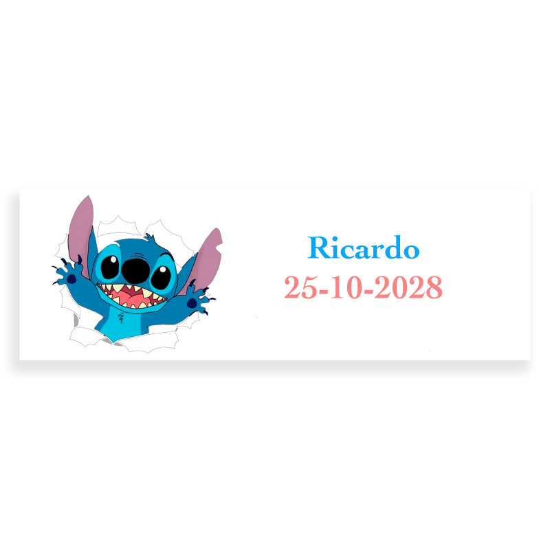 Stitch adesivo 6x2cm personalizzato bambini