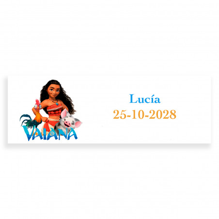 Vaiana moana etichetta adesiva con testo da personalizzare