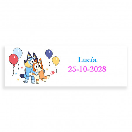 Bluey e bingo etichetta adesiva personalizzata per eventi