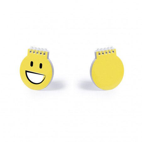 Emoji dettaglio infantile per eventi con quaderno matita e gomma da cancellare
