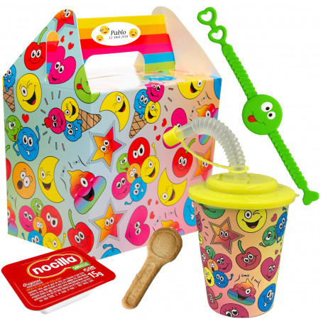 Dettaglio Infantile Emojis con Bicchiere Nocilla e Accessori Divertenti