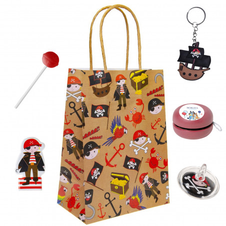 Bluey e Bingo con borsa e regali da pirata