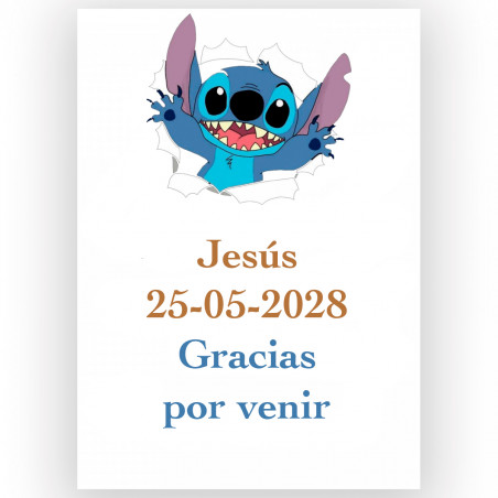 Stitch, adesivo 7x5cm per personalizzare con testo