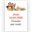 Disney, adesivo rettangolare 5x7cm da personalizzare con testo