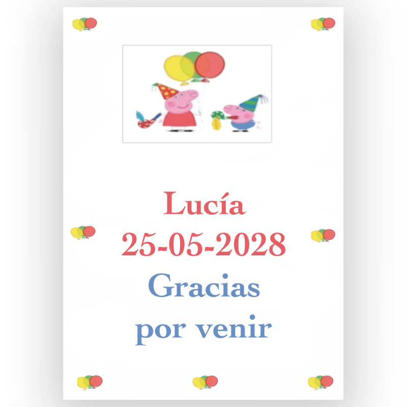 Peppa Pig, adesivo personalizzato per bambini 5x7 cm